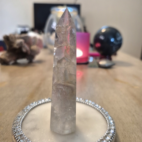 None Other - Natural Fluorite Crystal Point Obelisk Tower #A2